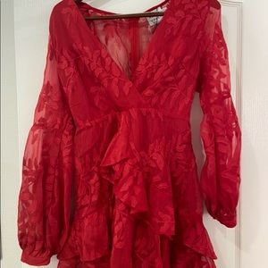 RED FLORAL LACE DRESS -Size 6